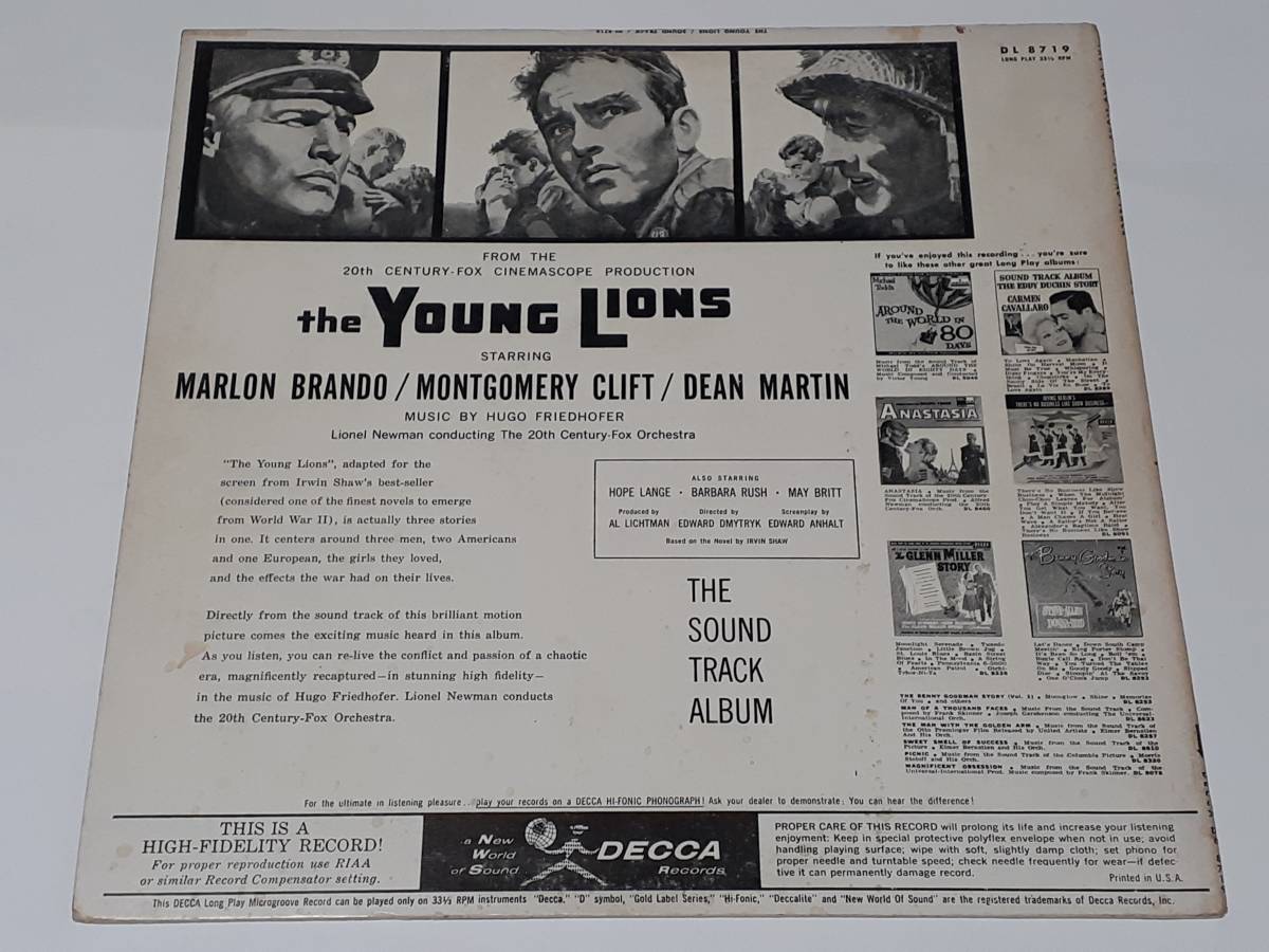 .. lion ..(1957) The Young Lions| Hugo * Freed ho fur Hugo Friedhofer|ma- long * brand | rice LP* original 