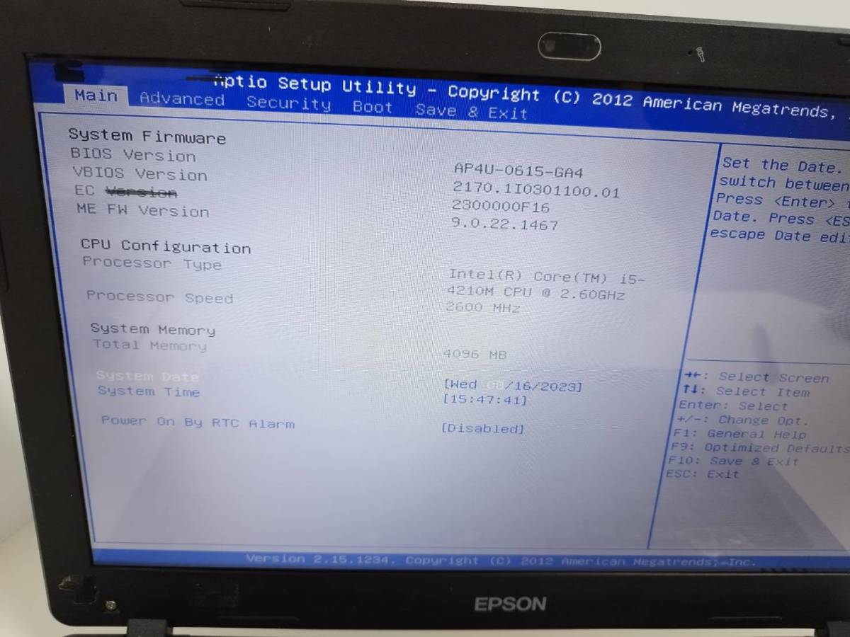 【ジャンク品】ノートPC EPSON Endeavor NJ3900E ノートパソコン_画像3