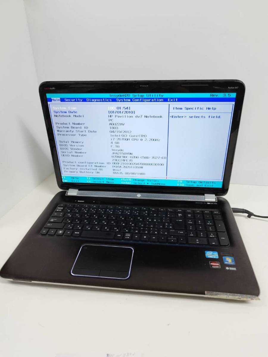 【ジャンク品】ノートPC hp Pavilion dv7 ノートパソコン_画像1