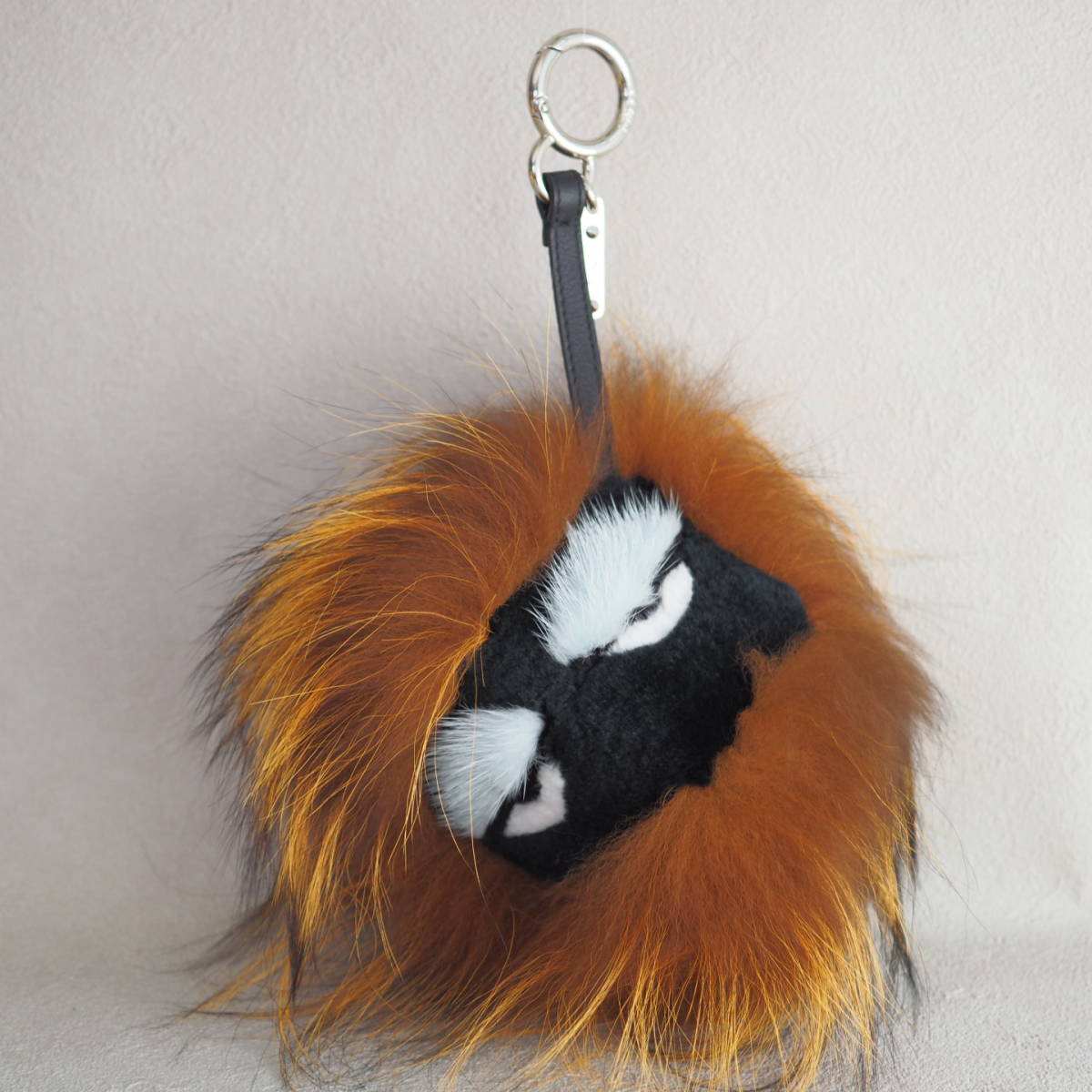  beautiful goods Fendi FENDIbagz Monstar charm key holder Brown 7AR259 SVN fox fur real fur bonbon 