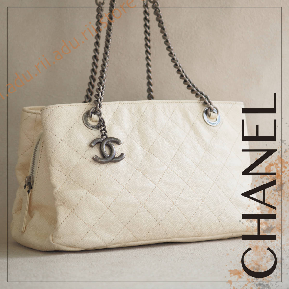 シャネル CHANEL キャビアスキン マトラッセ チェーン ショルダーバッグ CC ココマーク ロゴ チャーム付 レザー ブランド レディース