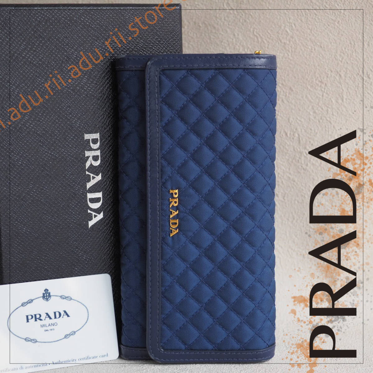 プラダ PRADA テスート キルティング TESSUTO QUILTIN BLUETTE 1M1132 長財布 定期入れ カードケース セット ブルー ゴールド ブランド