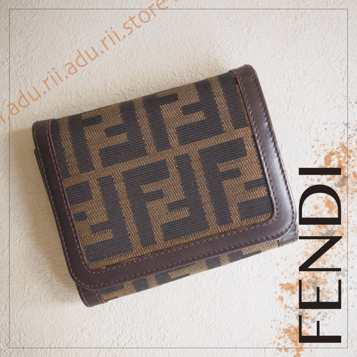 良品★ フェンディ FENDI ビンテージ ズッカ FF柄 三つ折り財布 コンパクトウォレッット ブランド メンズ レディース ヴィンテージオールド