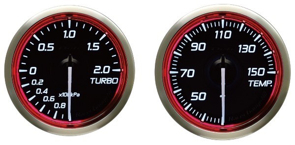 Defi デフィ Racer Gauge N2 52Φ（レッド） ターボ計（2.0K） （ブースト計） ＆ 温度計（油温計又は水温計）　2点　「送料無料！！」_画像2