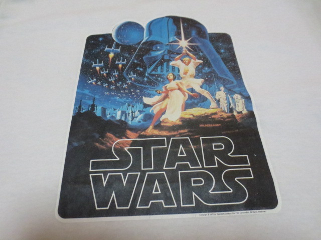 70\'s~80\'s STAR WARS HILDEBRANDT 1977 Star Wars short sleeves transcription print Lynn ga- T-shirt white . navy blue 