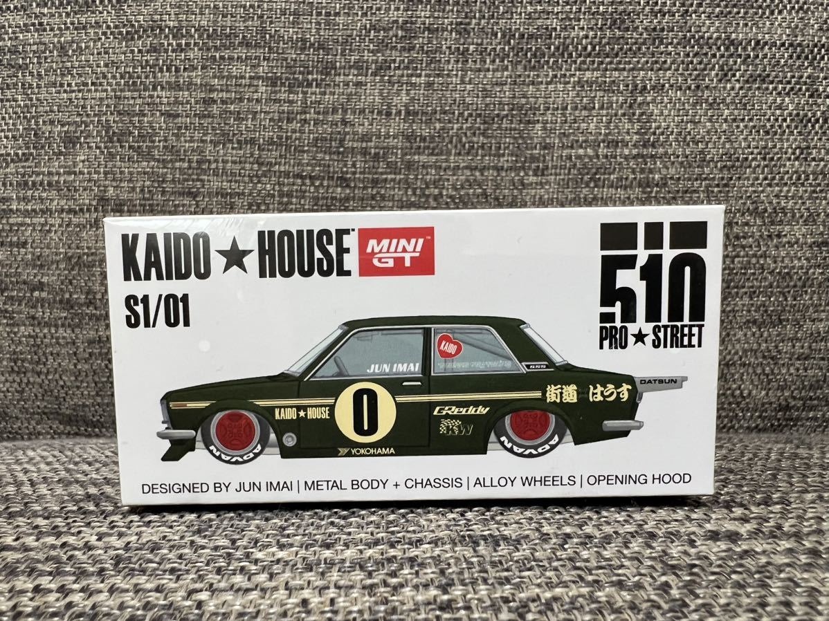 1/64 MINI GT KAIDO★HOUSE ダットサン 510 プロストリート OG グリーン S1/01 新品 JUN IMAI 街道ハウス_画像1