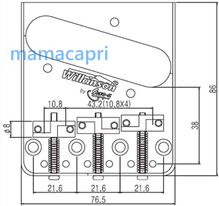 新品Wilkinson WTB Telecaster Bridge Tail Black Brass Saddles ウィルキンソン テレキャスター ブリッジ ブラス サドル ブラック 10.8mm_画像3