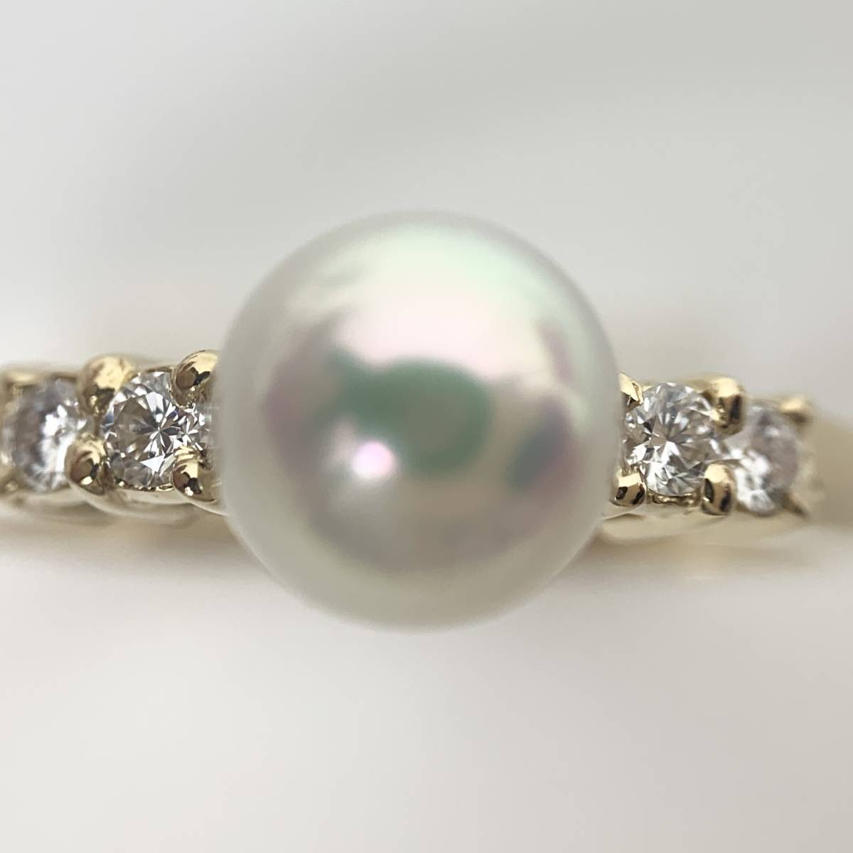 1円~! ミキモト MIKIMOTO K18 パール ダイヤモンド リング 2.4g Φ5.7