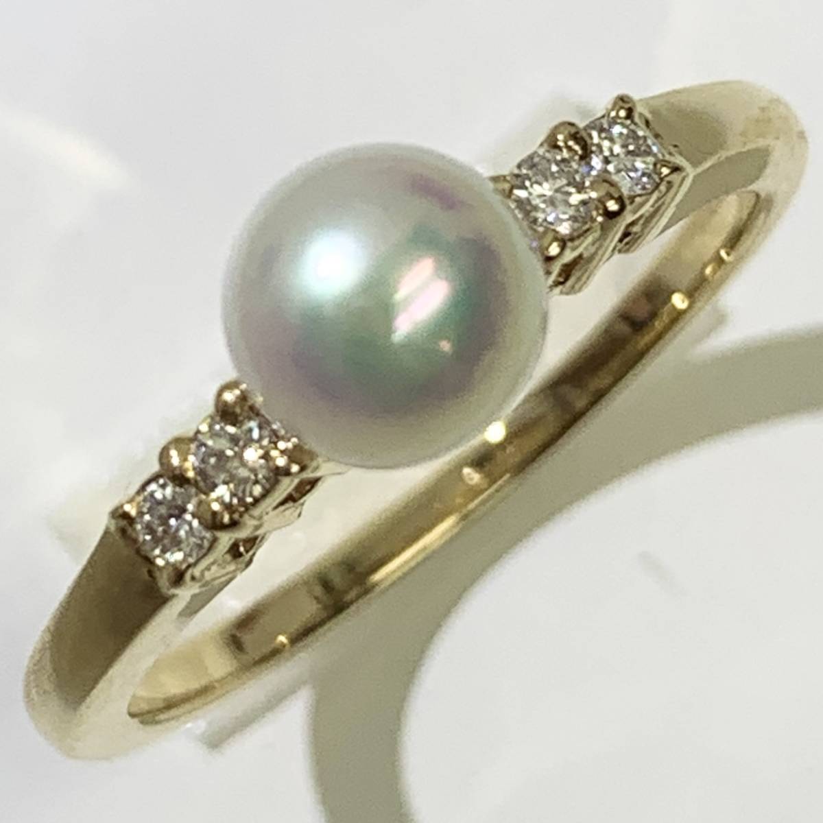 1円~! ミキモト MIKIMOTO K18 パール ダイヤモンド リング 2.4g Φ5.7