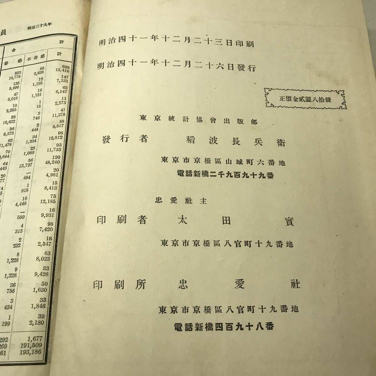 G09上◆古書 日本帝国統計年鑑 27回〜30回 4冊セット 明治41年〜44年 1908年〜1911年 日本史 歴史 除籍本 230824_画像8