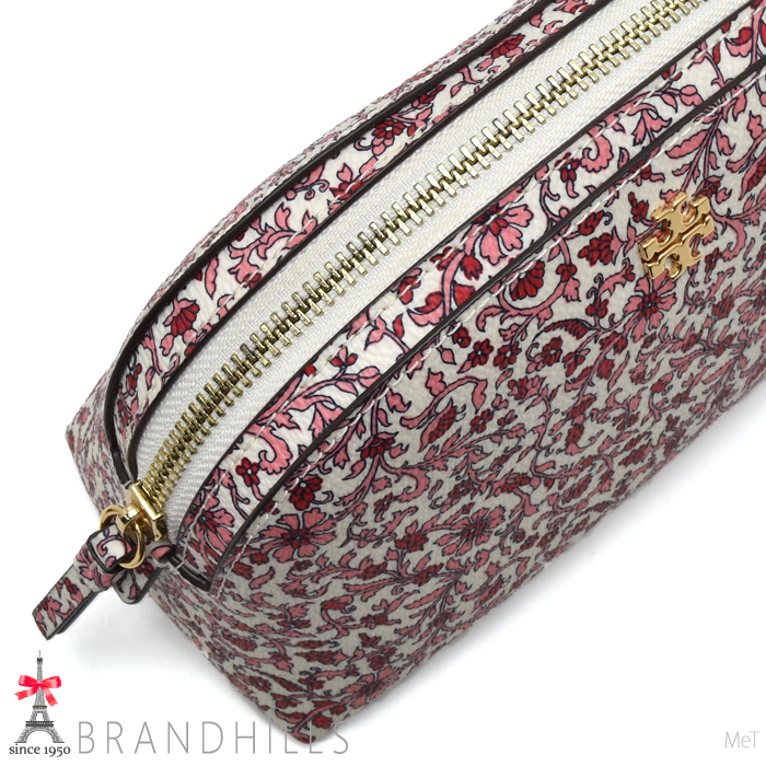 トリーバーチ ポーチ レディース KEEPSAKE スモール MAKEUP BAG PVC ホワイト/ピンク 花柄 63983 TORY BURCH 未使用品_画像6