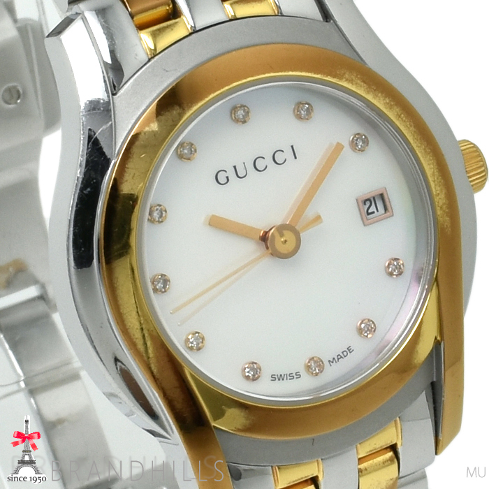  Gucci наручные часы женский G Class 5500L кварц PGP/SS diamond 11pt розовый ракушка циферблат YA055536 GUCCI