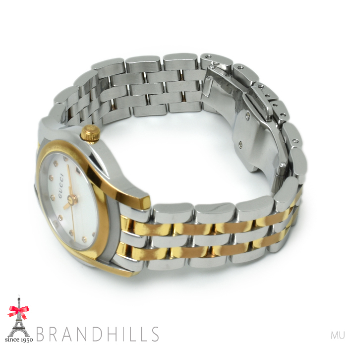  Gucci наручные часы женский G Class 5500L кварц PGP/SS diamond 11pt розовый ракушка циферблат YA055536 GUCCI