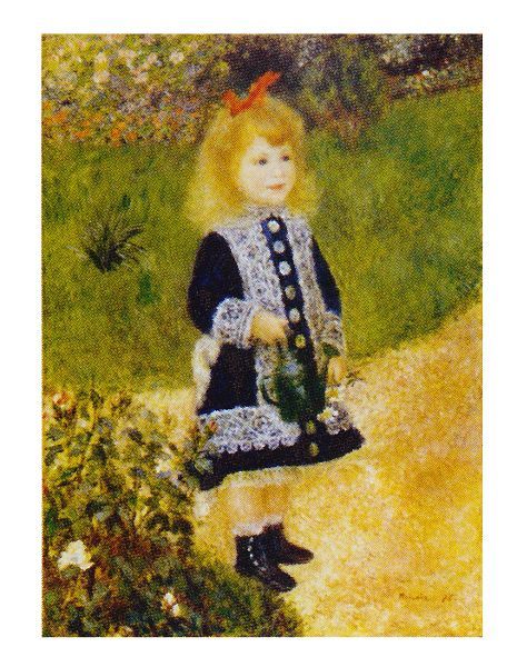 絵画 名画 複製画 額縁付(MJ108N-G) ピエール・オーギュスト・ルノワール 「じょうろを持つ少女」 F8号 世界の名画シリーズ プリハード
