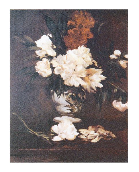 絵画 名画 複製画 額縁付(MJ108N-G) エドゥアール・マネ 「台の上のしゃくやくの花」 F3号 世界の名画シリーズ プリハード_画像1