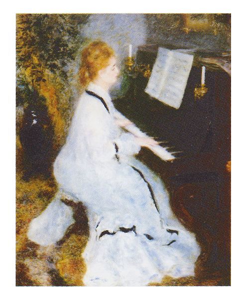 絵画 名画 複製画 額縁付(MJ108N-G) ピエール・オーギュスト・ルノワール 「ピアノを弾く若い女」 P10号 世界の名画シリーズ プリハード