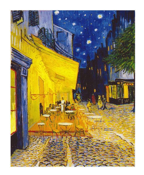 絵画 名画 複製画 額縁付(MJ108N-G) ヴィンセント・ヴァン・ゴッホ 「夜のカフェテラス」 P10号 世界の名画シリーズ プリハード