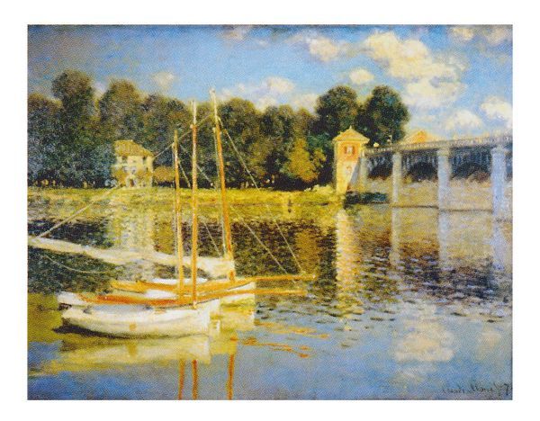 絵画 名画 複製画 額縁付(MJ108N-G) クロード・モネ 「アルジャントューユの橋」 F6号 世界の名画シリーズ プリハード