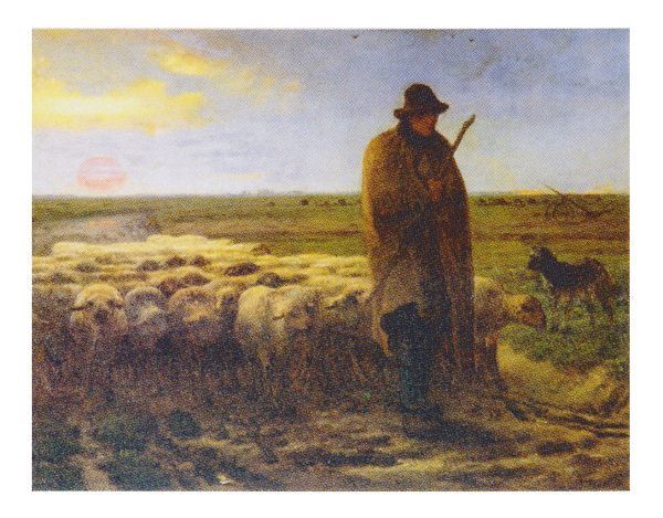 絵画 名画 複製画 額縁付(MJ108N-G) ジャン・フランソワ・ミレー 「夕暮れに羊を連れ帰る羊飼い」 M8号 世界の名画シリーズ プリハード