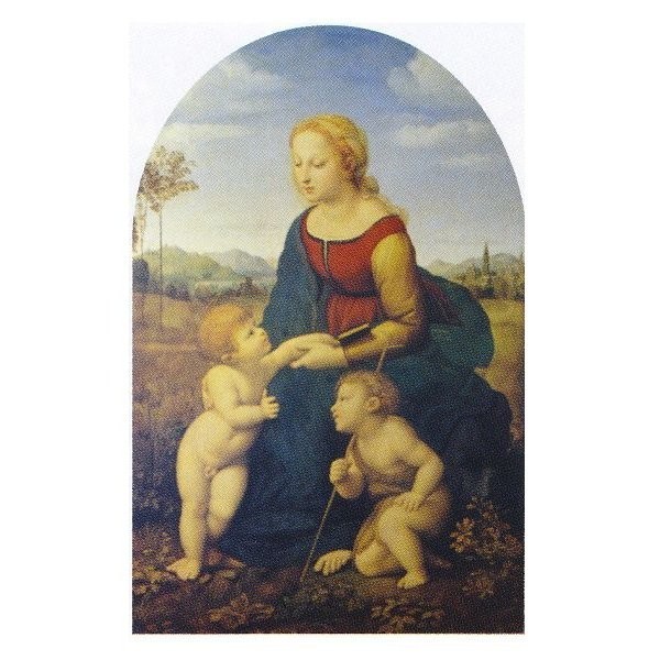 絵画 名画 複製画 額縁付(MJ108N-G) ラファエルロ・サンティ 「美しき女庭師の聖母」 M20A号 世界の名画シリーズ プリハード