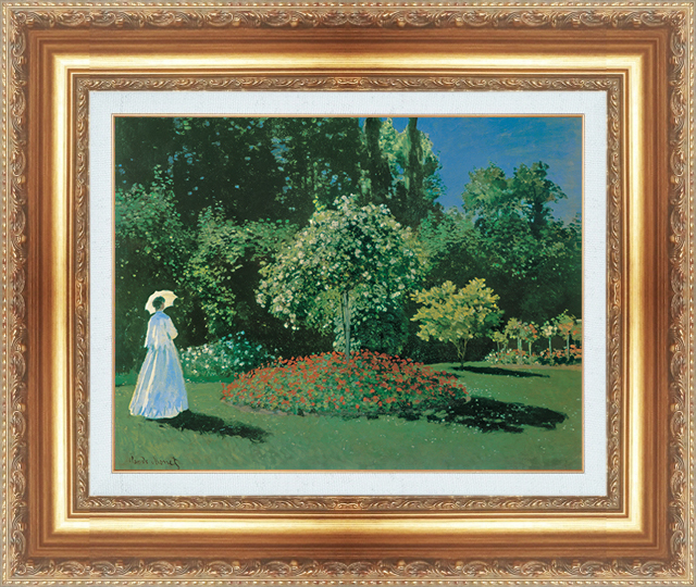 人気満点 絵画 額縁付き 複製名画 世界の名画シリーズ クロード・モネ 「庭の女」 サイズ F10 その他