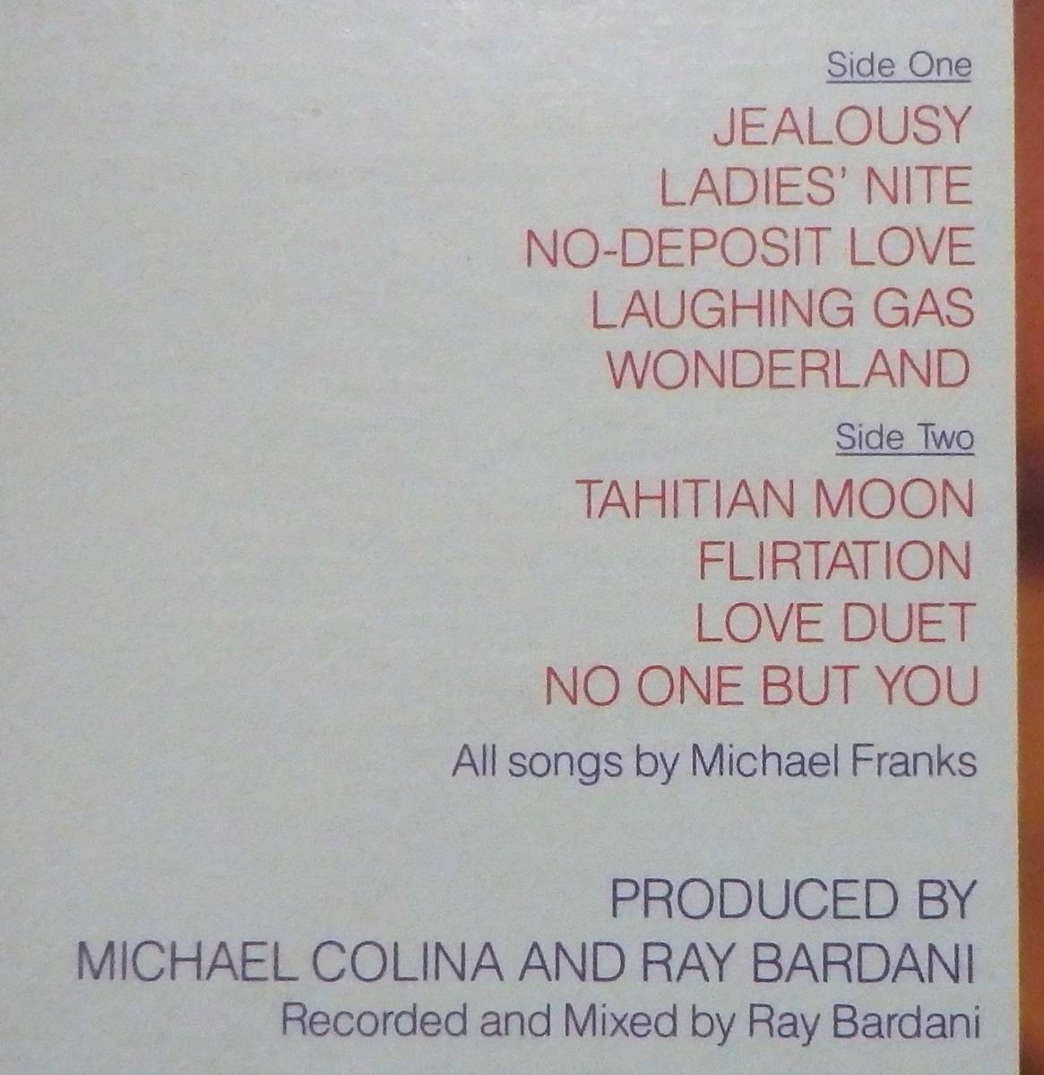 【MV129】MICHAEL FRANKS「Objects Of Desire」, 82 US Original　★ジャズ・ボーカル/バラード_画像3