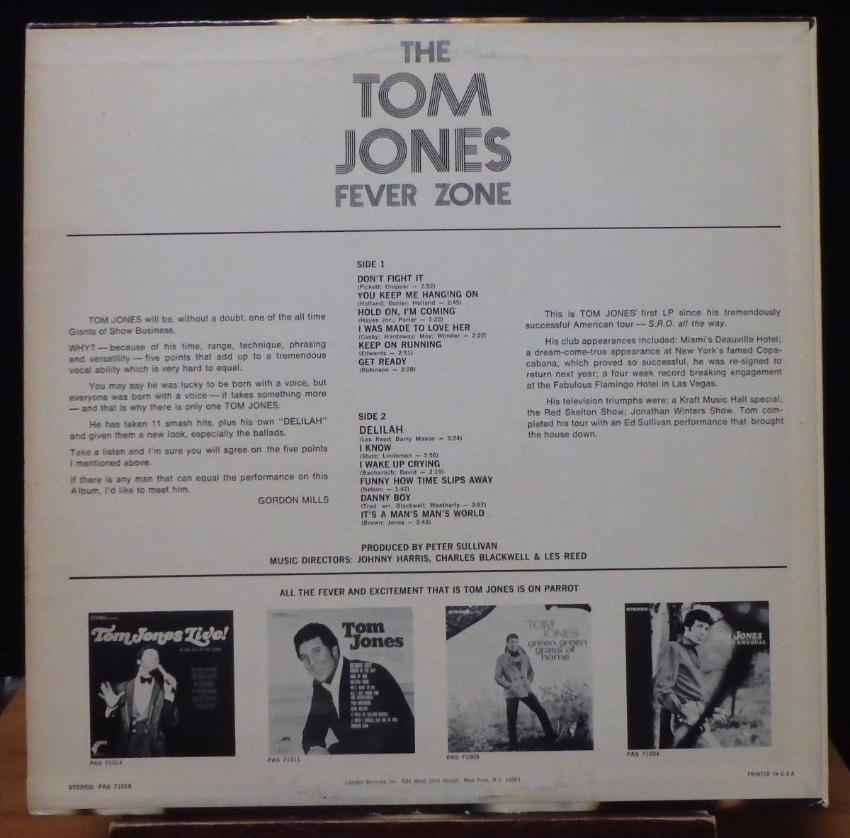 【MV046】TOM JONES「The Tom Jones Fever Zone」, 68 US Original_画像2