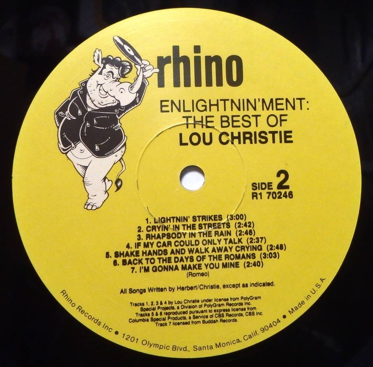 【MV138】LOU CHRISTIE「EnLightnin'ment - The Best Of Lou Christie」, 88 US Compilation　★ポップ・ロック/ソウル/ドゥーワップ_画像5