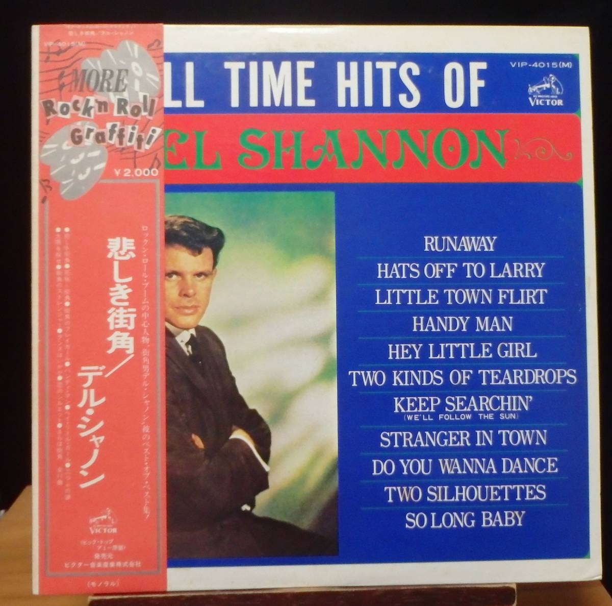 【MV160】DEL SHANNON「All Time Hits Of Del Shannon (悲しき街角)」, 77 JPN(帯) mono Compilation/白ラベル見本盤　★ポップ・ロック_画像1