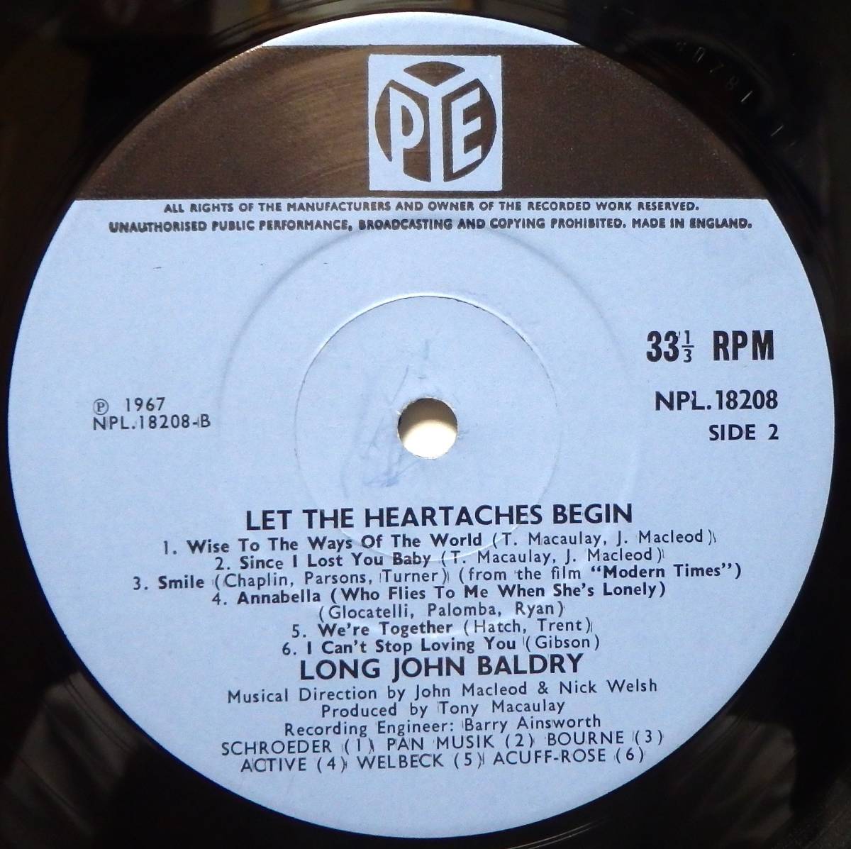【MV067】LONG JOHN BALDRY「Let The Heartaches Begin」, 67 UK mono Original_画像5