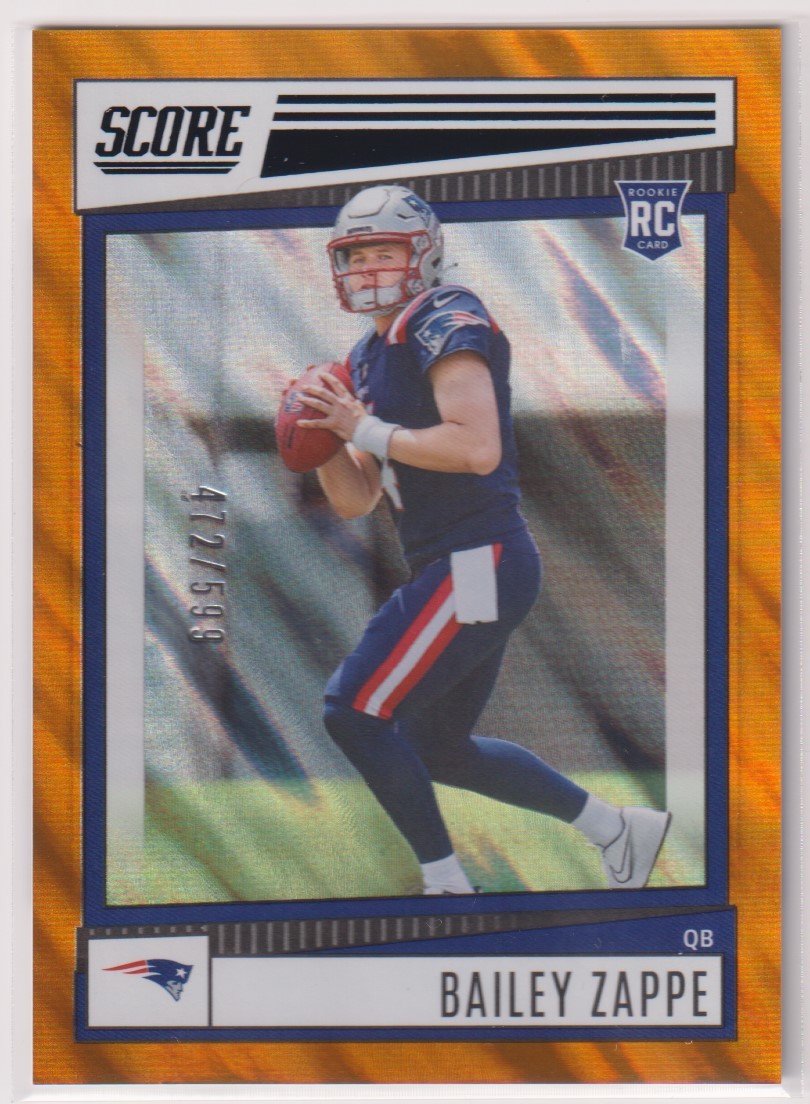 NFL BAILEY ZAPPE 2022 PANINI SCORE FOOTBALL No.310 Orange Rookie Card Patriots /599 枚限定 ベイリー・ザッピー ペイトリオッツ