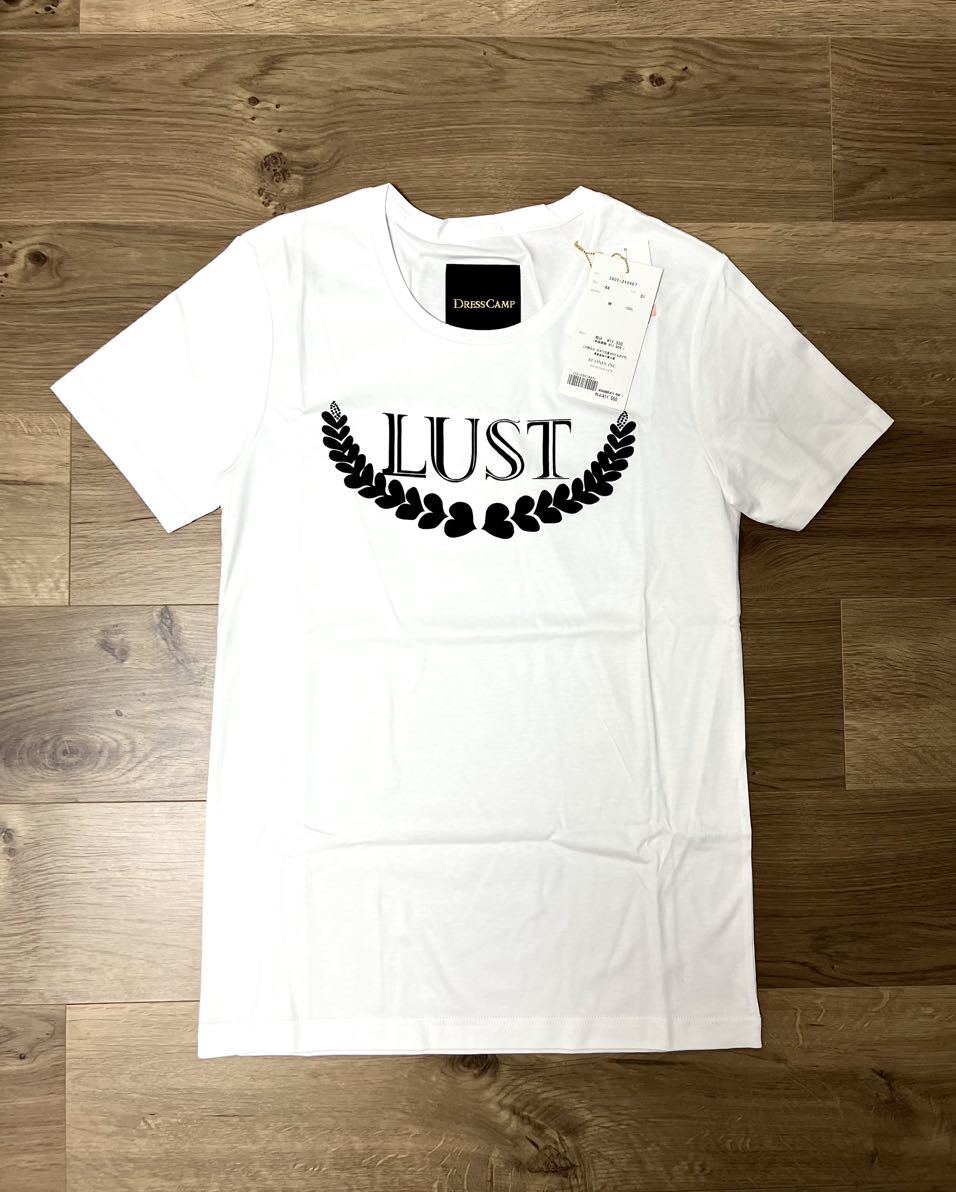 未使用タグ付き DRESSCAMP LUSTロゴプリント Tシャツ ホワイト×ブラック サイズ44 男女問わず着用可