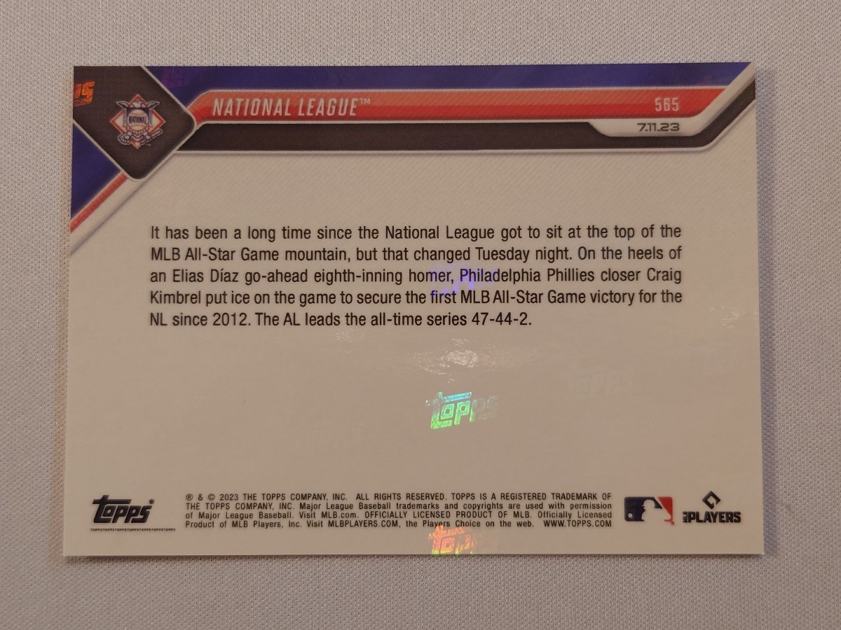【1/10】topps now card National League MLB all star game #565 2023 トップスナウ カード ナショナル・リーグ オールスター 10シリ_画像3