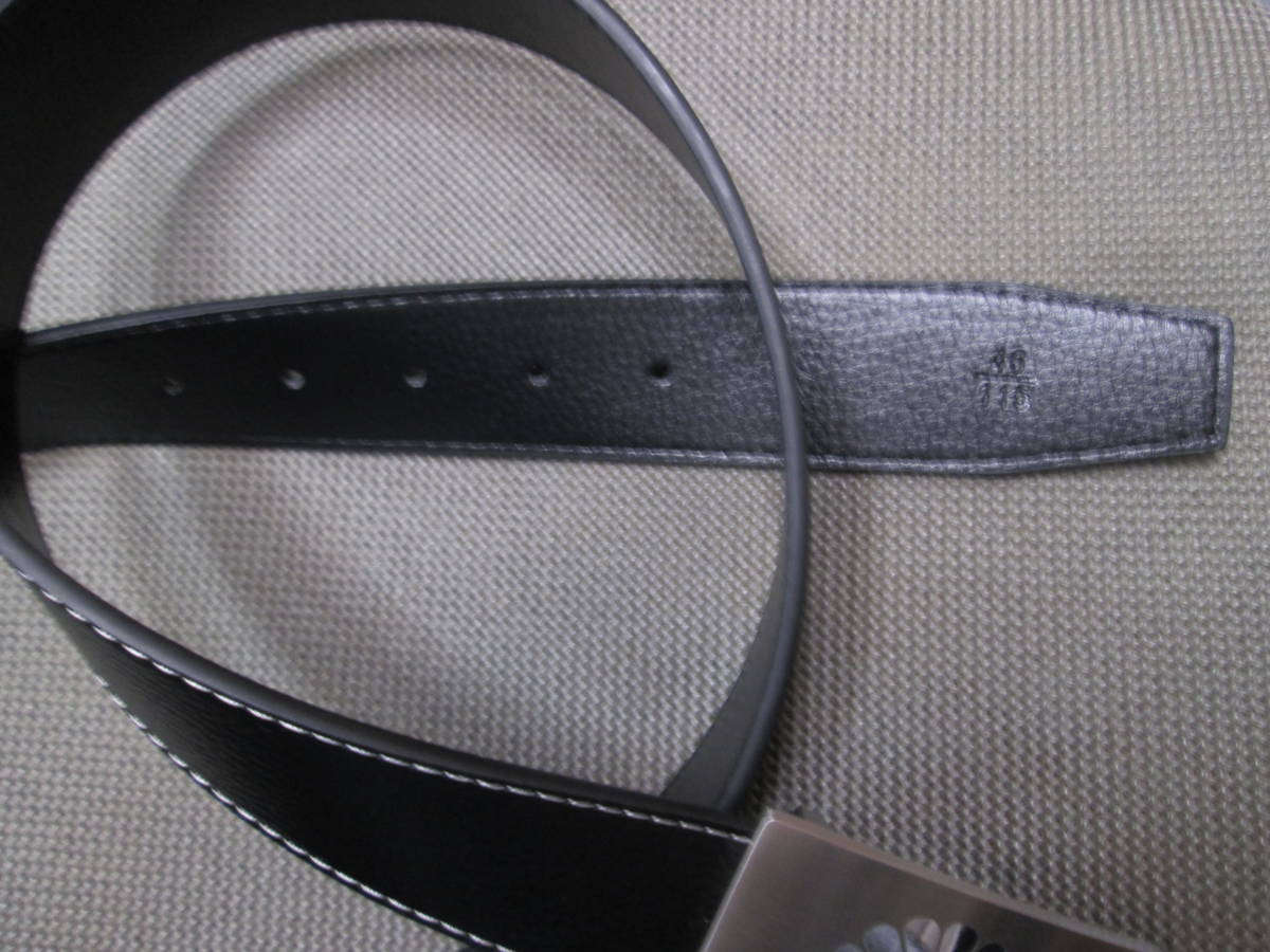 牛革高級レザー黒ベルト　十六菊紋マーク シルバー銀バックル　未使用新品_画像3