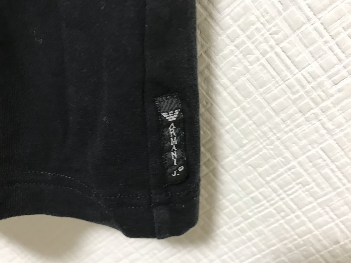 本物アルマーニジーンズARMANI JEANSコットンVネックプリント半袖Tシャツメンズサーフアメカジミリタリービジネススーツ黒ブラックM_画像3