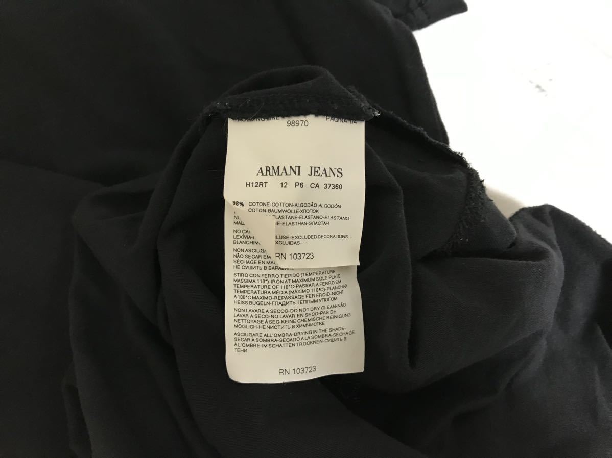 本物アルマーニジーンズARMANI JEANSコットンVネックプリント半袖Tシャツメンズサーフアメカジミリタリービジネススーツ黒ブラックM_画像6