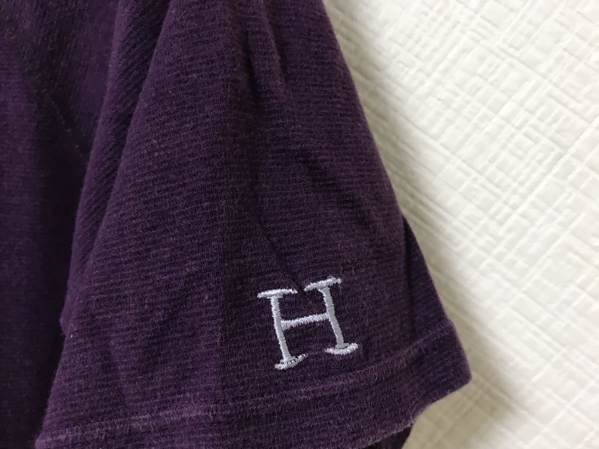 本物ハリウッドランチマーケットHRMコットンストレッチ半袖Tシャツメンズサーフアメカジビジネススーツ紫パープル4日本製XL_画像3