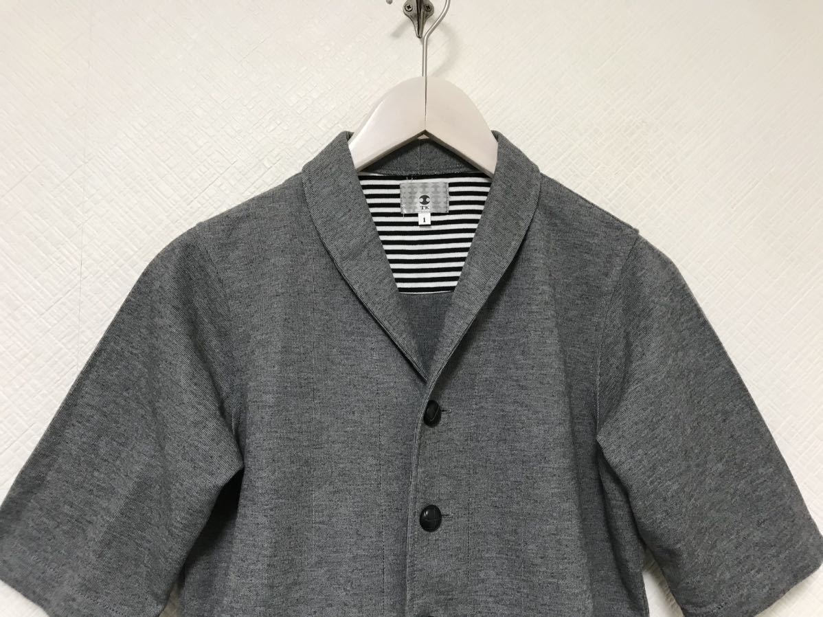  genuine article Takeo Kikuchi tkTAKEOKIKUCHI shawl color cardigan walnut button short sleeves T-shirt men's Surf American Casual business suit gray 1S