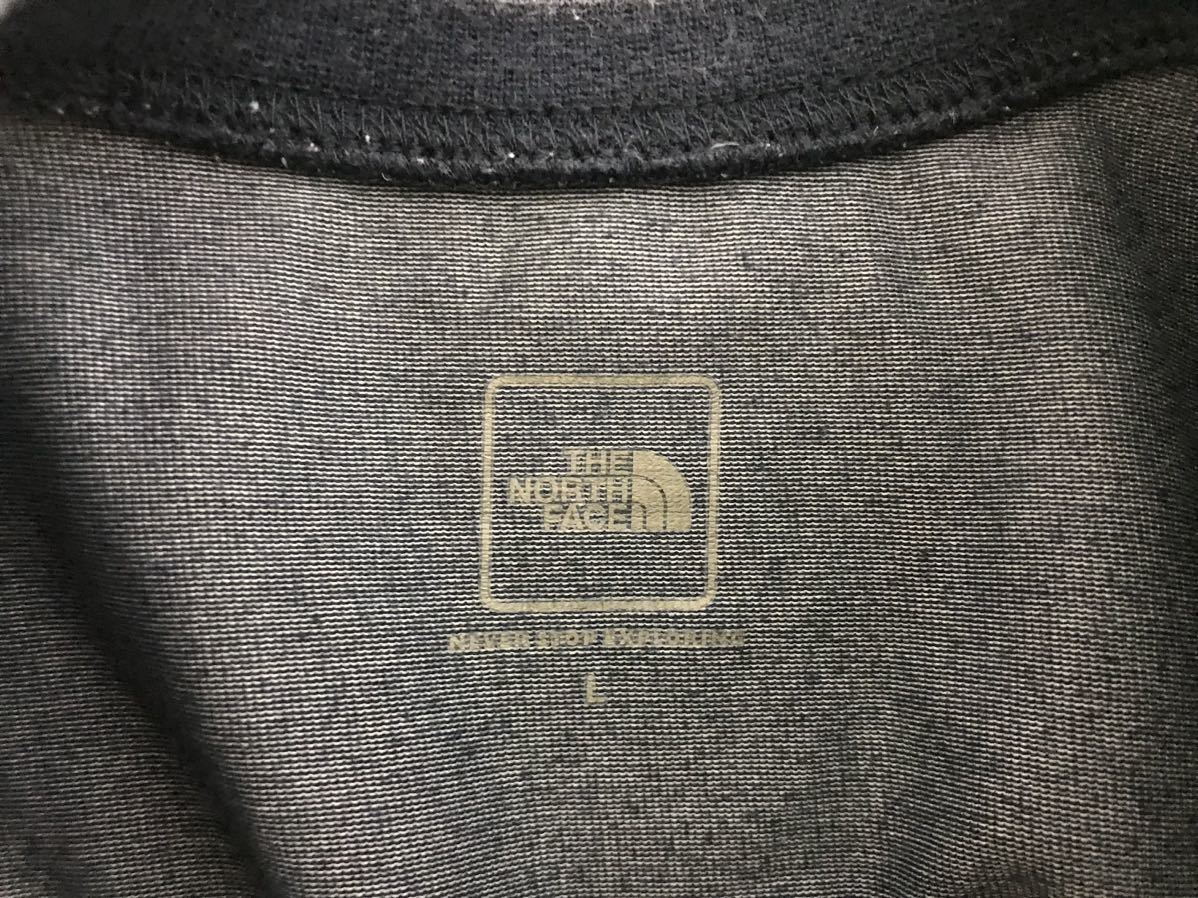 本物ザノースフェイスTHE NORTH FACEコットンボーダー柄ロゴ刺繍半袖Tシャツメンズサーフアメカジビジネススーツ紺ネイビーL