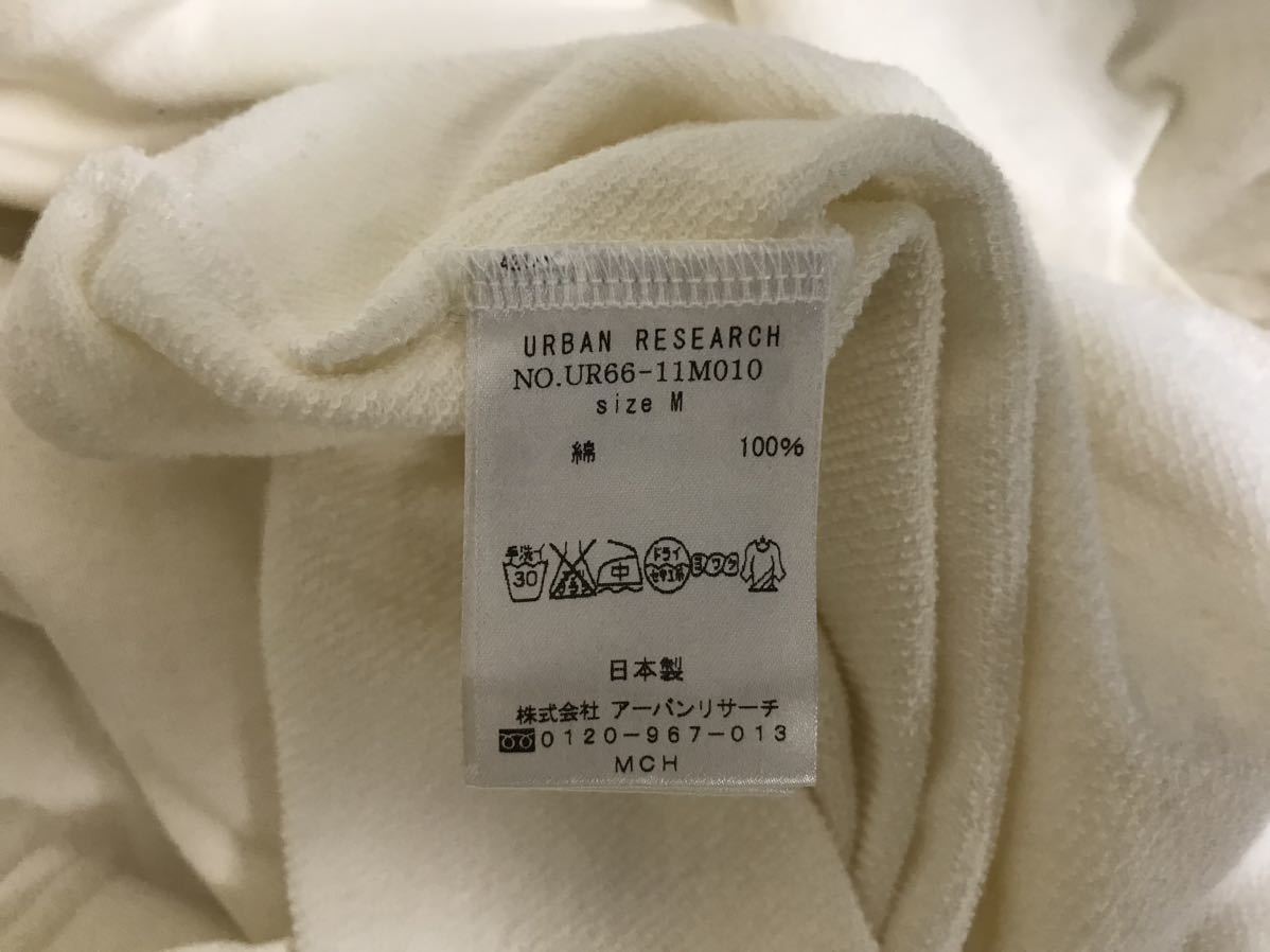 本物アーバンリサーチURBAN RESEARCHコットンスウェット半袖Tシャツメンズサーフアメカジビジネススーツクリーム白M日本製_画像5