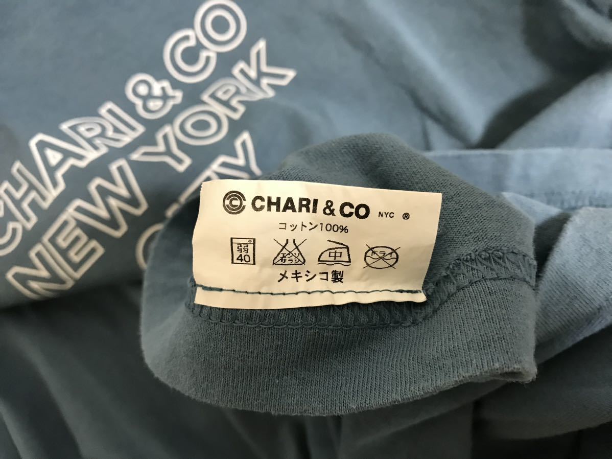本物チャリアンドコーCHARI&CO NYCコットンプリント半袖Tシャツメンズサーフアメカジビジネススーツ青ブルーMメキシコ製_画像6