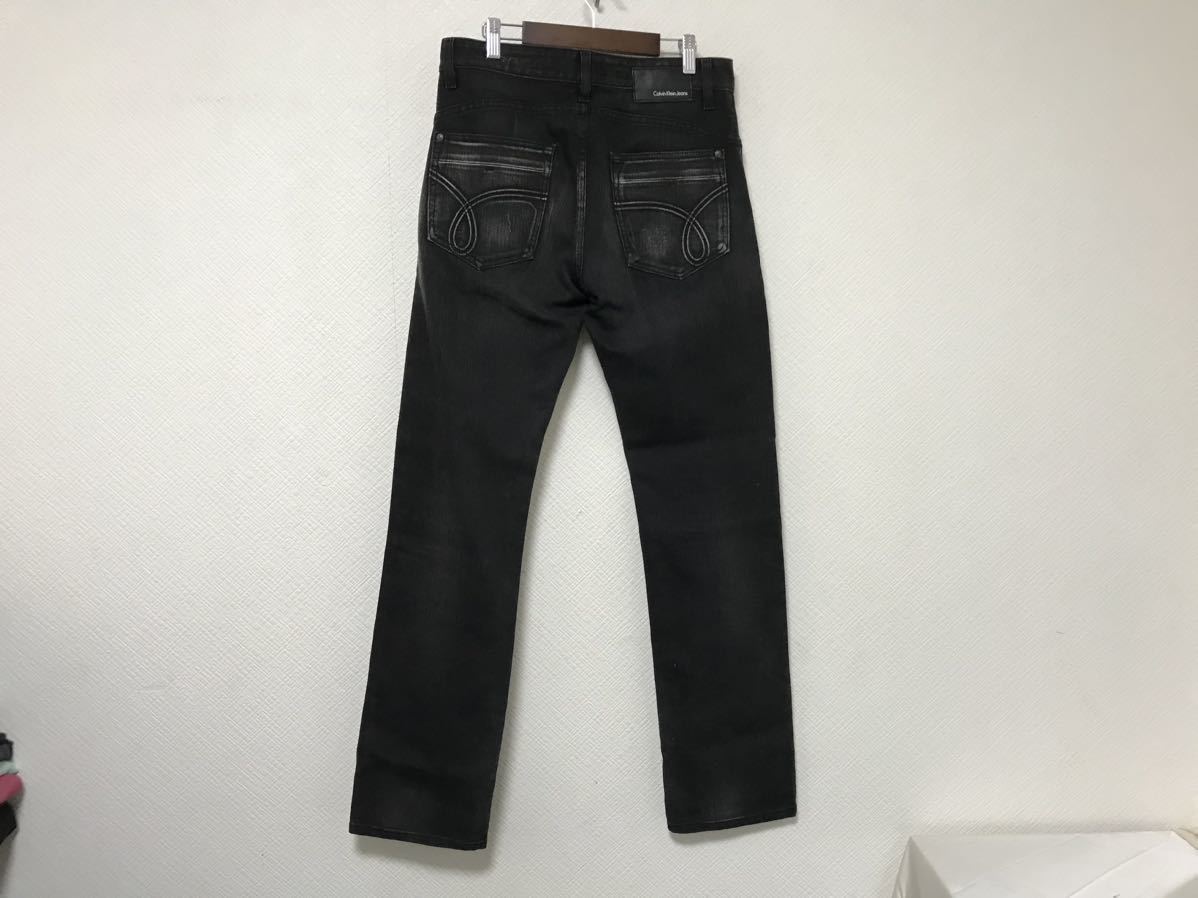 本物カルバンクラインジーンズCalvinKleinjeansコットンデニムパンツミリタリーアメカジサーフワークビジネススーツメンズ黒ブラック77M_画像3