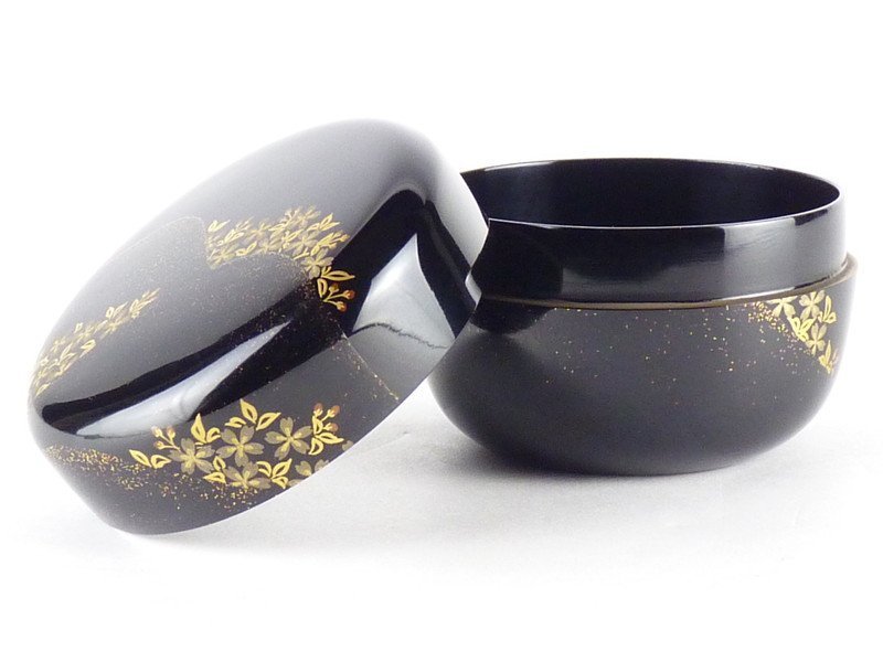 扇屋】一心斉「遠山桜蒔絵乾漆大平棗」共箱幅約8.5cm 高さ| JChere雅虎