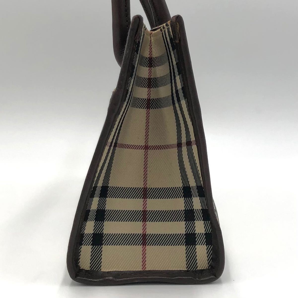 美品】Burberry バーバリー ハンドバッグ ノバチェック レザー ロゴ