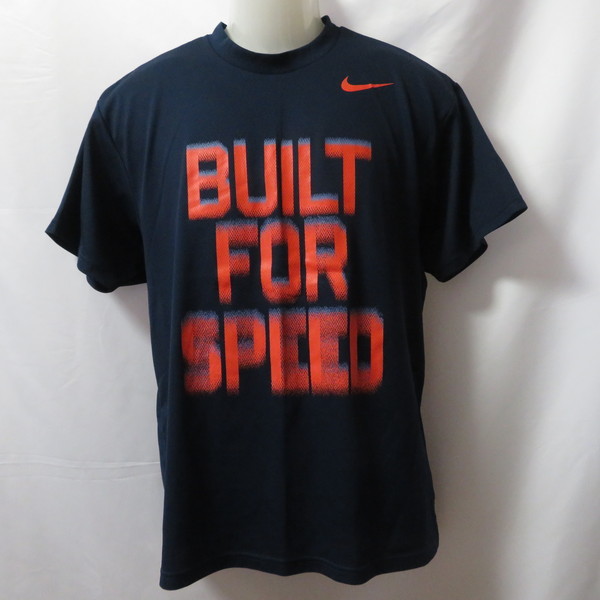 古着 メンズL NIKE/ナイキ BK2 ランニングビルトS Tシャツ 半袖 ジョギング トレーニング ネイビー 433433_画像1