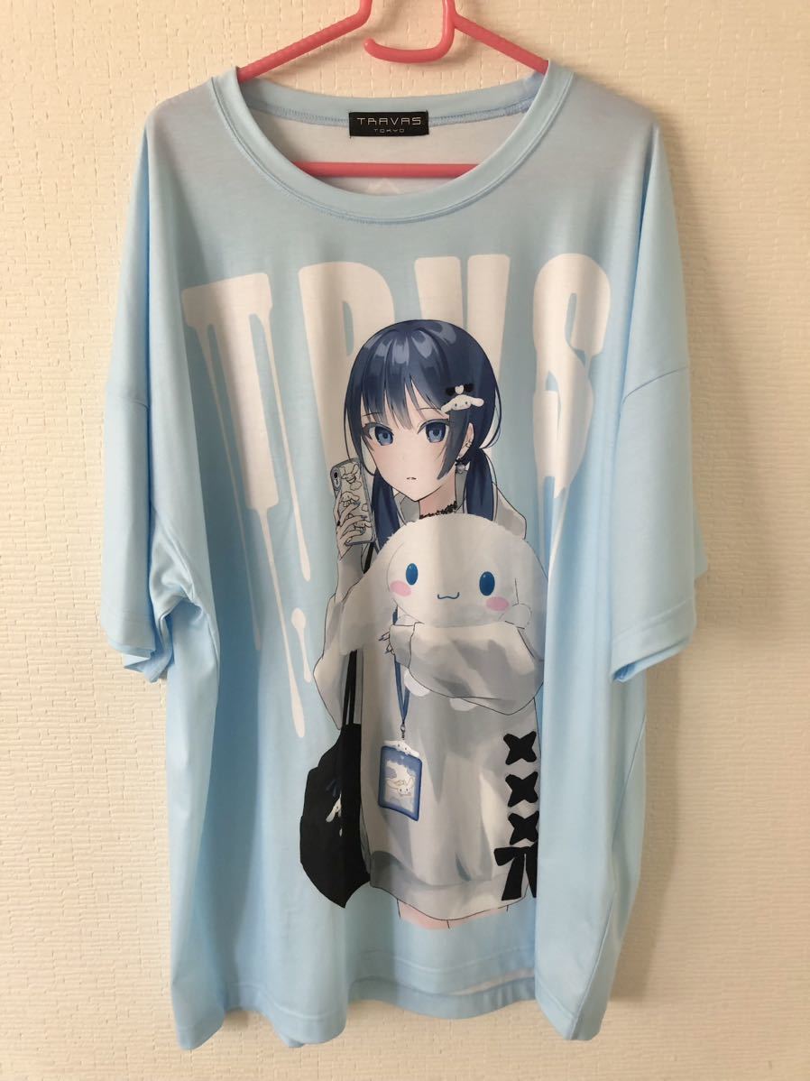 TRAVAS TOKYO サンリオ シナモロール 少女 アニメ Tシャツ ブルー
