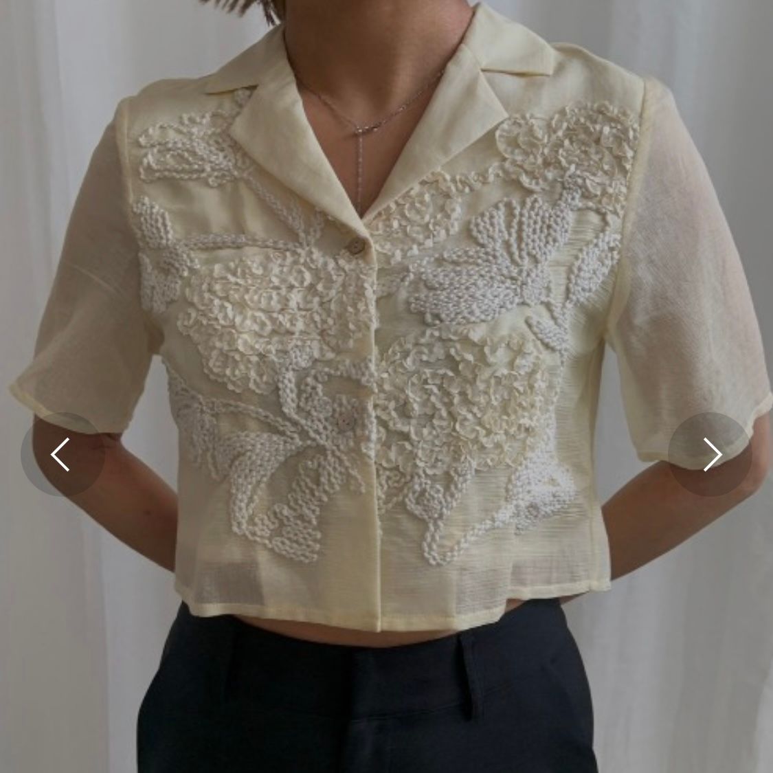 美品】AMERI UND HAND EMBROIDERY MESH TOP-