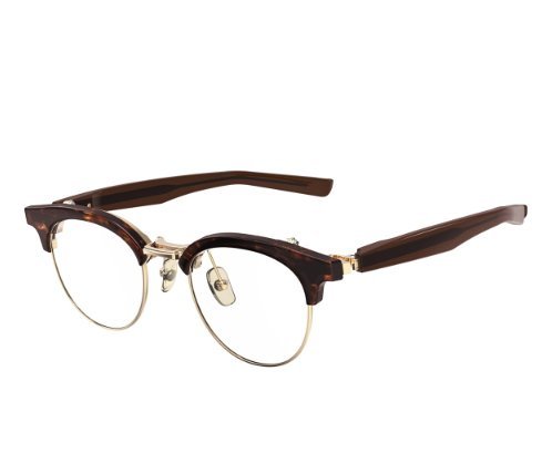 新品 未使用 フォーナインズ 999.9 眼鏡フレーム M-95 6571 アンバーデミ × ゴールド ケース付 メガネ 跳ね上げ