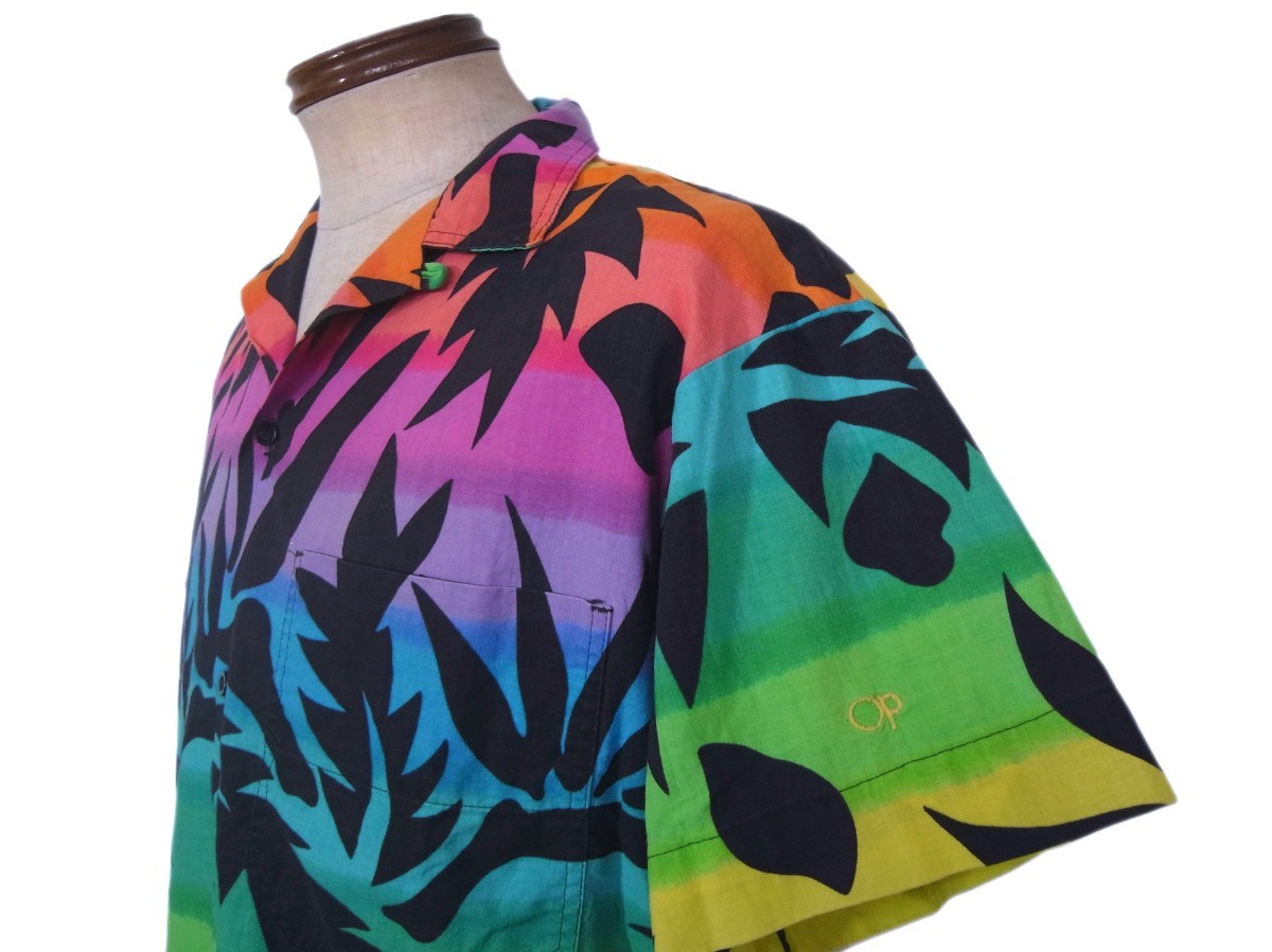  70s80sビンテージOpネオンカラーsurfアロハシャツUSAアメリカ製 ocean pacific★VINTAGEオーシャン パシフィックsunwear_画像5