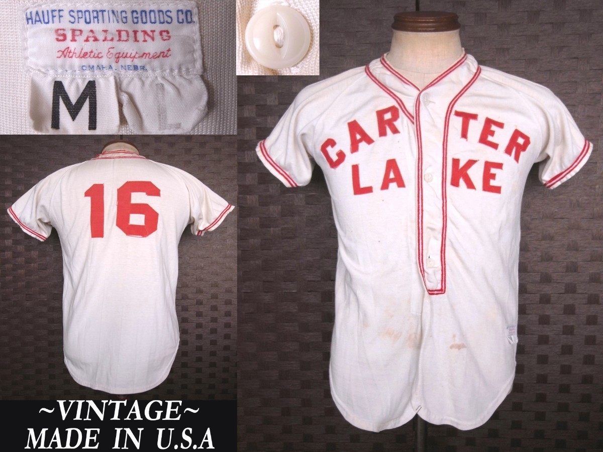 30s 40s ビンテージ SPALDING スポルディングCARTER LAKE ベースボール Baseballシャツ USAアメリカ製 VINTAGE マッコイズ RL ウエアハウス